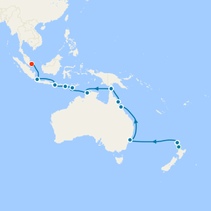 Oceania to Indonesia from Auckland to Singapore with Stays