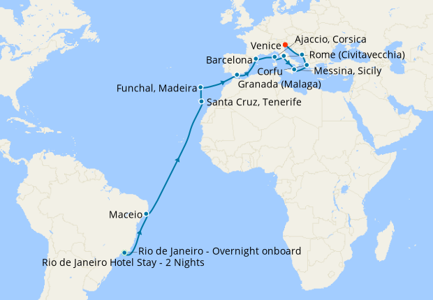 Grand Voyage to Venice with Rio de Janeiro Stay