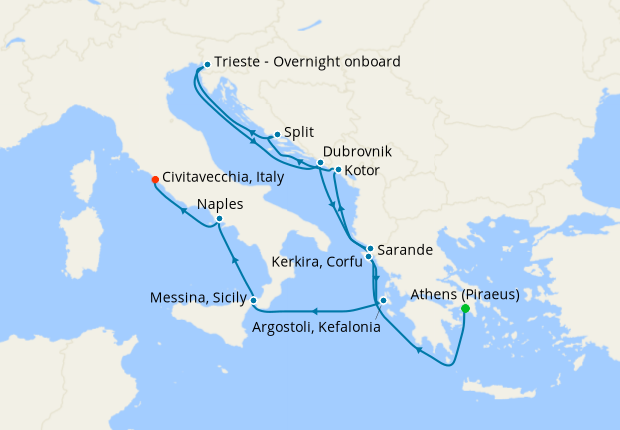 Italy, the Adriatic & Greece - Itinerary - Athens (Piraeus) to