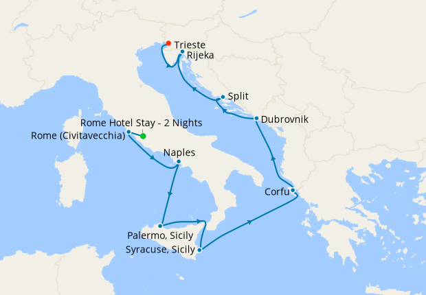 Italy, Greece & Croatia from Rome with Stay
