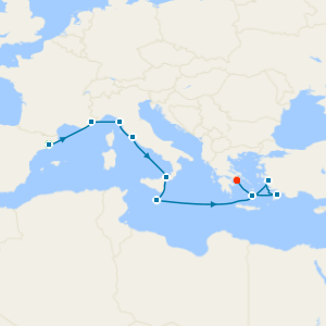 Mediterranean Odyssey from Barcelona to Athens with Stay