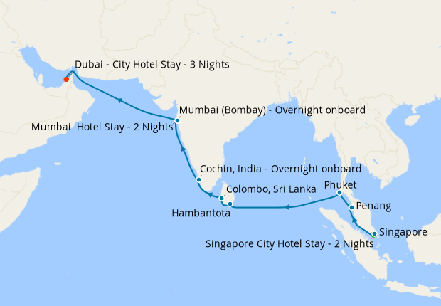 Spice Route, India & Sri Lanka from Singapore to Mumbai & Dubai with ...