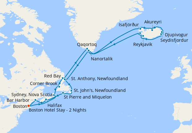 Canada, New England & Iceland from Boston with Stay