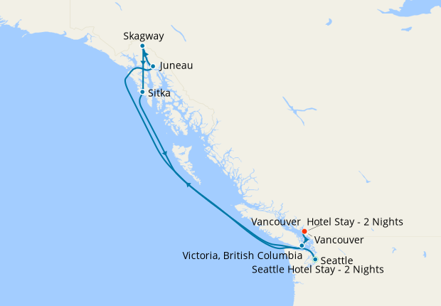 Alaska Experience with Seattle & Vancouver Stays