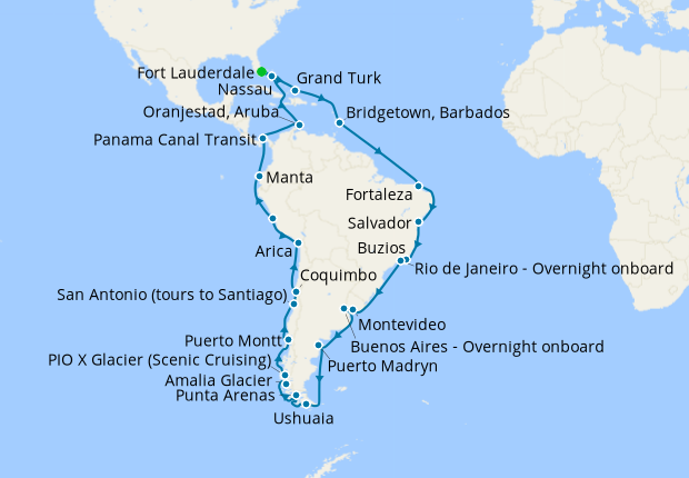 South America Roundtrip from Fort Lauderdale, Cunard, 21st January 2025