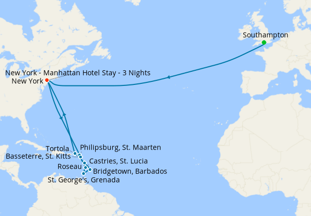 Transatlantic Crossing & Eastern Caribbean from Southampton with New 