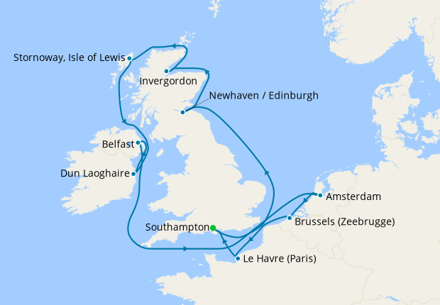 British Isles from Southampton, Norwegian Cruise Line, 29th August 2025 