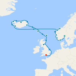 Norway, Scotland & Iceland from Oslo to Southampton with Stay