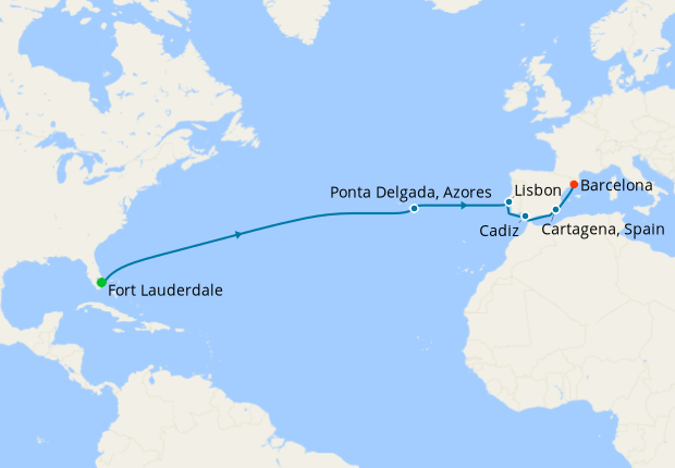 transatlantic cruises from barcelona