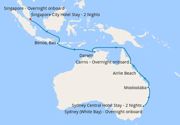 Australia & Bali Voyage from Sydney to Singapore with Stays