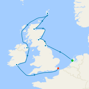 British Isles including Shetland Islands from Amsterdam (Ijmuiden)
