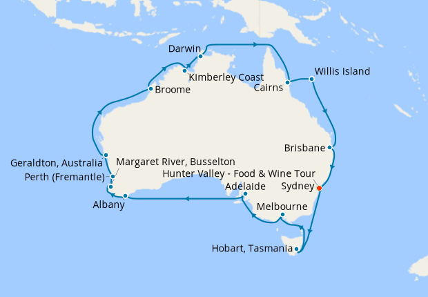 australia circumnavigation cruises 2024