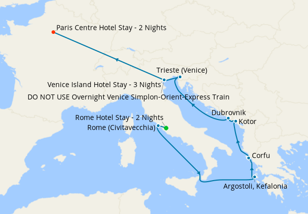The Venice Simplon-Orient-Express now travels from Rome to Paris