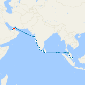 India, Sri Lanka & Malaysia fr. Singapore to Dubai & Stays