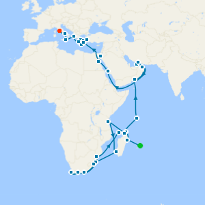 Indian Ocean Odyssey from Mauritius to Rome (Civitavecchia)
