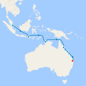 Singapore, Indonesia & Australia to Brisbane with Stays