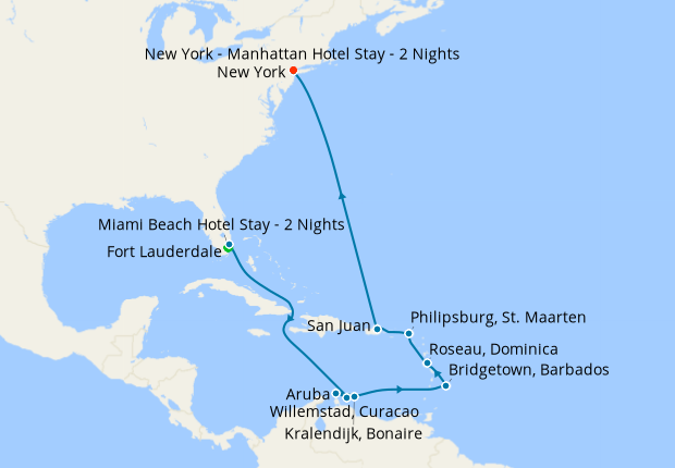 Caribbean Islander from Ft. Lauderdale with Miami Beach & New York Stays
