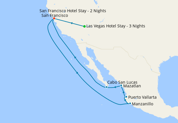 Las Vegas & Mexican Riviera from San Francisco with Stays, 11 November 2024, 17 Nt, Ruby Princess, 11 November 2024, Princess Cruises