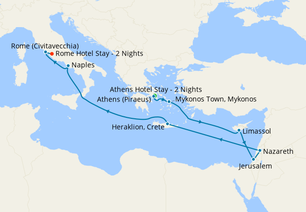 Mediterranean Israel with Athens and Rome Stays 9 May 2025 14