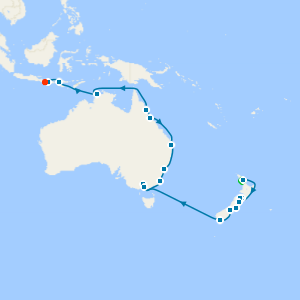 New Zealand, Australia & Indonesia from Auckland to Bali (Benoa)