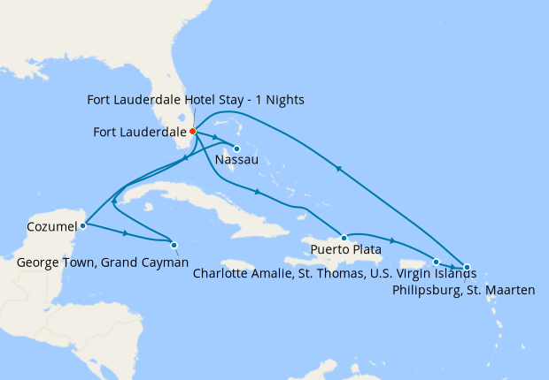 Eastern & Western Caribbean from Ft. Lauderdale with 1nt Stay ...