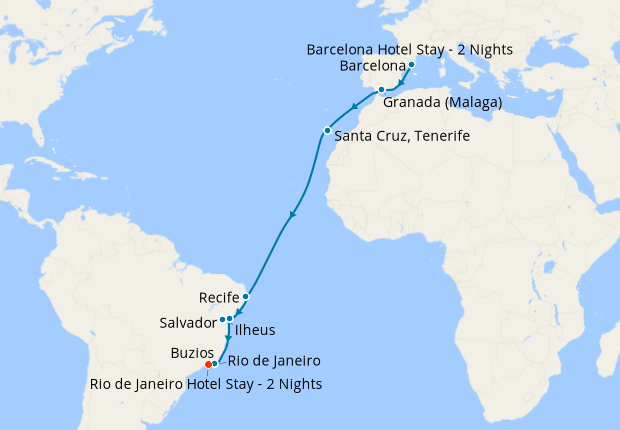 cruise barcelona to rio de janeiro