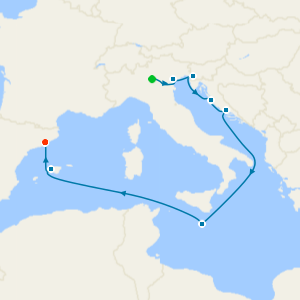 Mediterranean Voyage with Lake Garda, Venice & Barcelona Stays