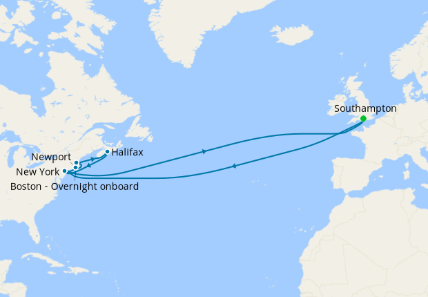 Transatlantic Crossing, New England & Canada from Southampton, 24 June 