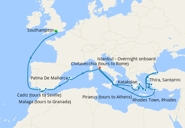 Mediterranean & Greek Islands from Southampton, Cunard, 4th May 2025 ...