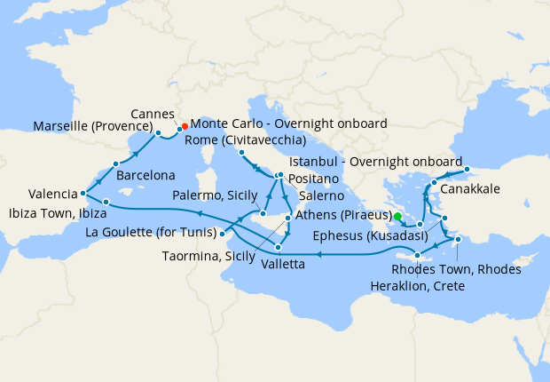Grand Mediterranean Odyssey from Athens, Oceania Cruises, 15th August