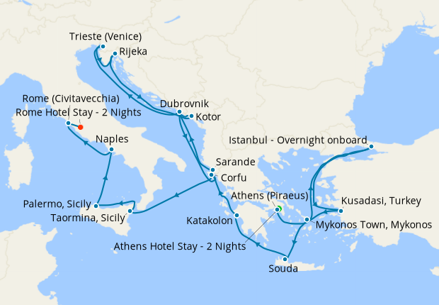 Italy, the Adriatic & Greece - Itinerary - Athens (Piraeus) to