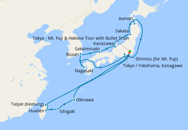 Tokyo Stay, Mt. Fuji, Southern Islands & Sea of Japan, Princess Cruises ...