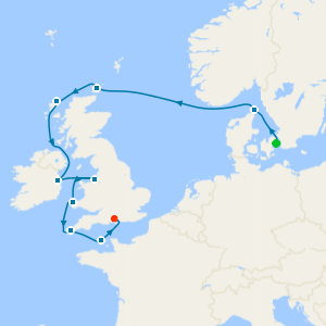 British Isles from Copenhagen to Southampton