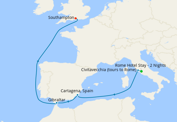 Spain Gibraltar From Rome To Southampton With Stay Cunard 23rd   343163 