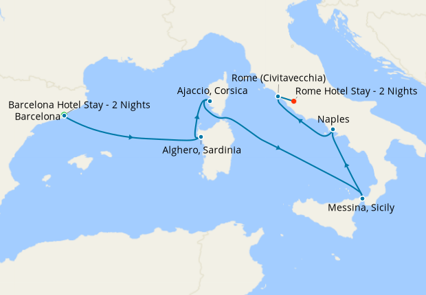 Western Mediterranean with Barcelona and Rome Stays