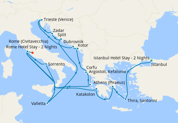 Greek Islands & Adriatic with Istanbul and Rome Stays