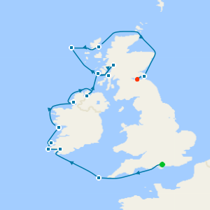 British Isles from Portsmouth to Leith (Edinburgh)