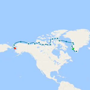 North West Passage from Nuuk (Godthab) to Nome