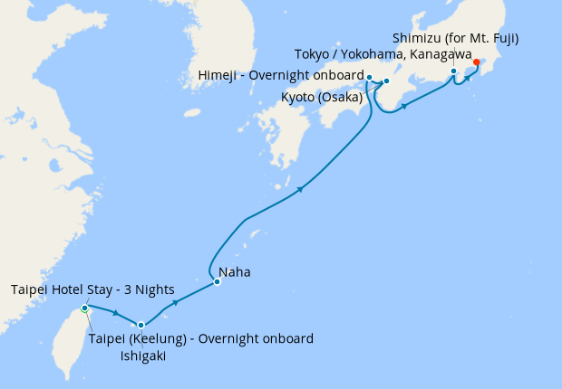 Taiwan Stay, Ishigaki, Kyoto & Shimizu to Tokyo, 18 September 2024, 14 Nt, Norwegian Spirit, 18 September 2024, Norwegian Cruise Line