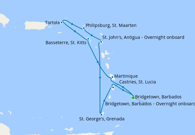 Bridgetown to Bridgetown on board Silver Dawn departing 15 Jan