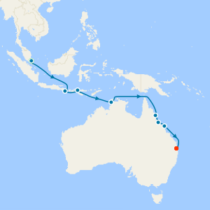 Journey from Asia to Australasia from Singapore to Brisbane with Stays 