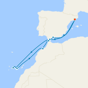 Canaries, Morocco & Spain from Barcelona with Stay