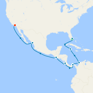 Panama Canal Westward with Miami Beach and Los Angeles Stays