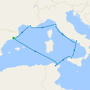 Spain, Tunisia, Italy & France Fly Cruise from Barcelona