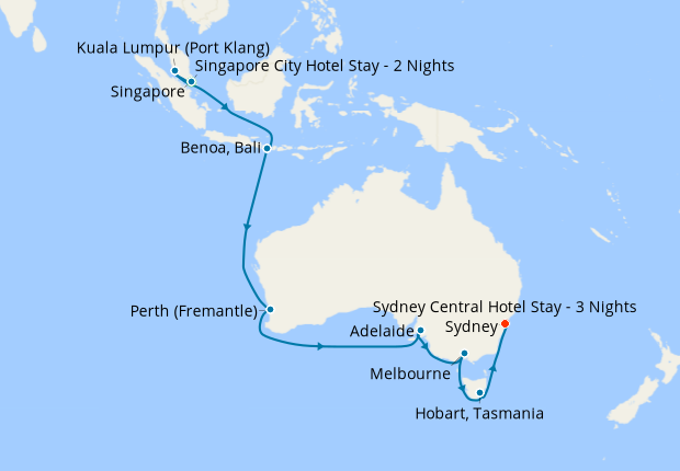Singapore, Malaysia, Bali & Australia to Sydney with Stays