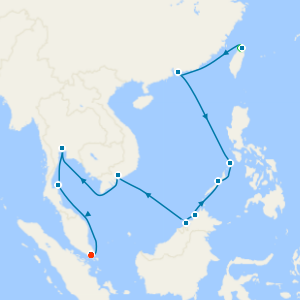 South East Asia & Hong Kong from Taipei to Singapore with Stays 