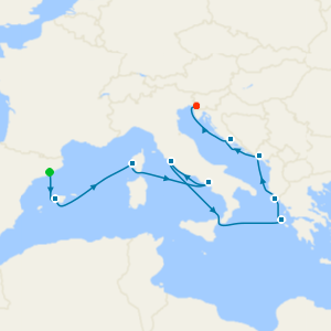 Adriatic & Western Mediterranean from Barcelona