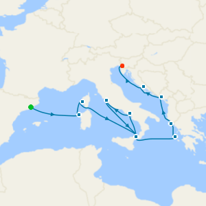 Adriatic & Western Mediterranean from Barcelona