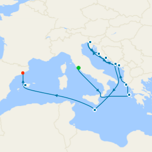 Italy, Spain & Adriatic from Civitavecchia