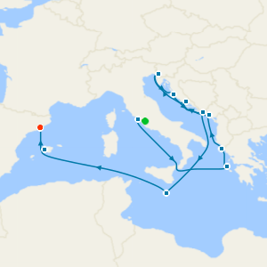 Italy, Spain & Adriatic from Civitavecchia with Rome and Barcelona Stays